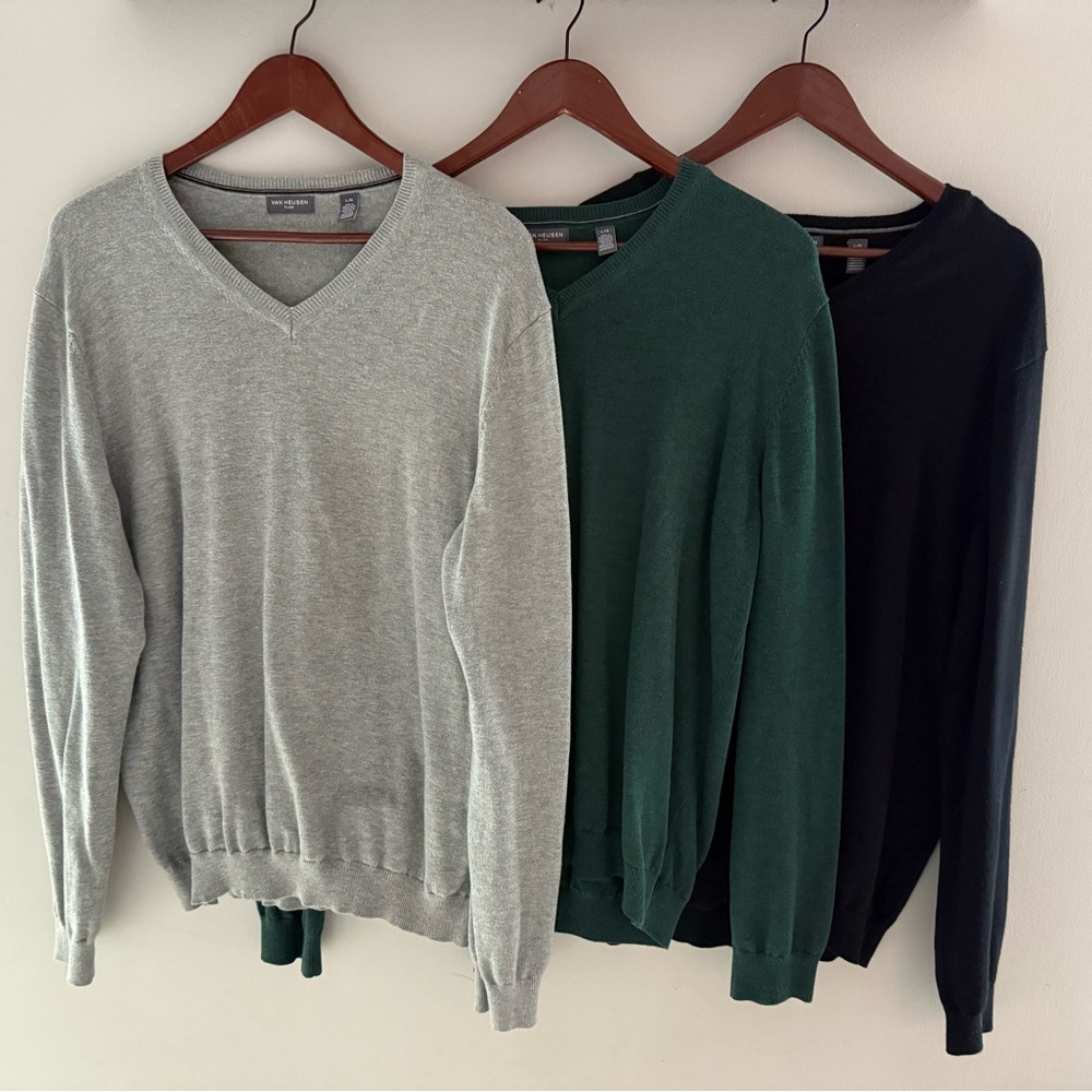 Men's Van Heusen V-Neck Sweater Set - Gray, Green, and Black